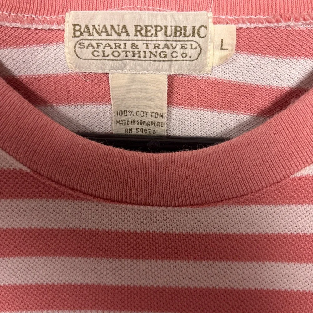 Vintage 80s Banana Republic Pocket T-Shirt Large (Fits XL) Pique Striped Blank